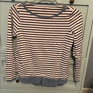 Striped navy and white shirt